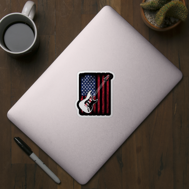 Electric Guitar - Electric Guitar USA Flag by Kudostees